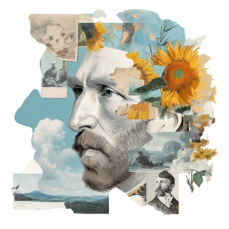 Van Gogh Collage Vinyl Car Decal Sticker – Waterproof & UV-Resistant 8"