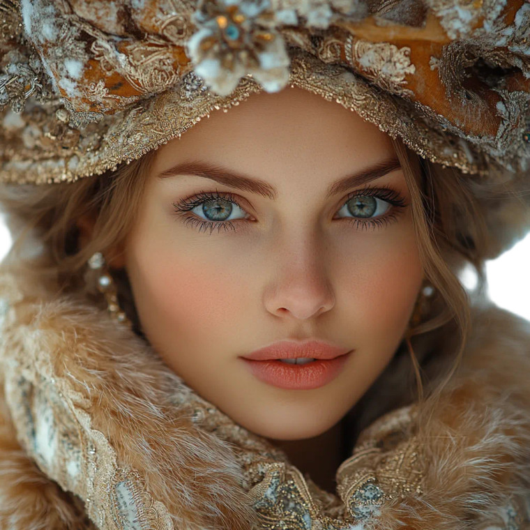 Russian Model In Fur Vinyl Car Decal Sticker – Waterproof & UV-Resistant 8"