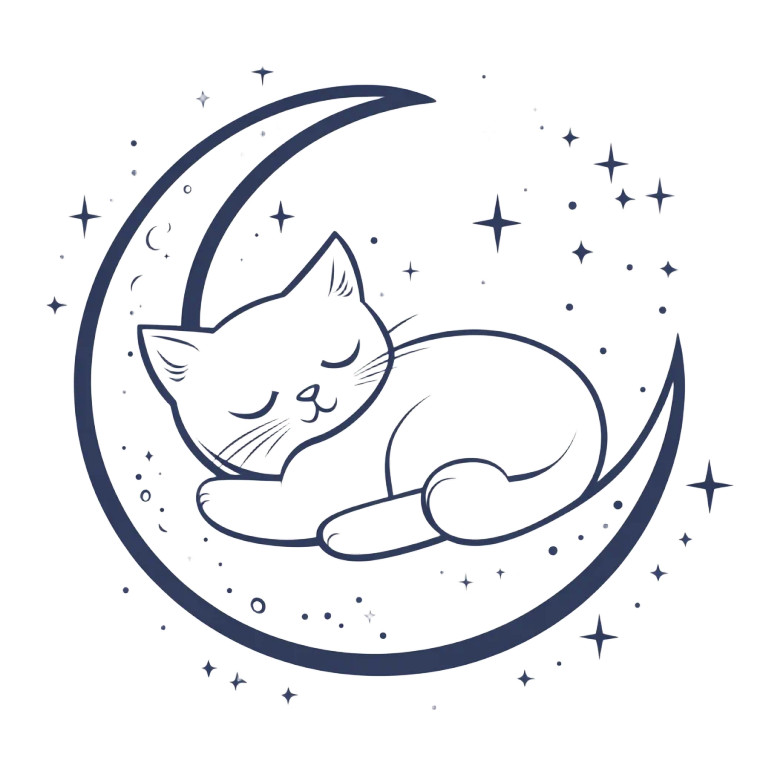 Sleeping Cat Moon V3 Vinyl Car Decal Sticker – Waterproof & UV-Resistant 8"