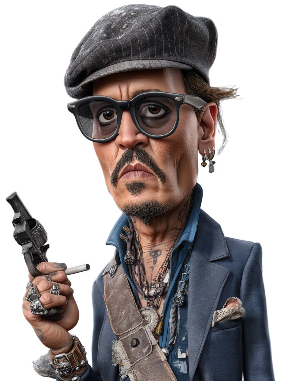 Johnny Depp Caricature Vinyl Car Decal Sticker – Waterproof & UV-Resistant 8"