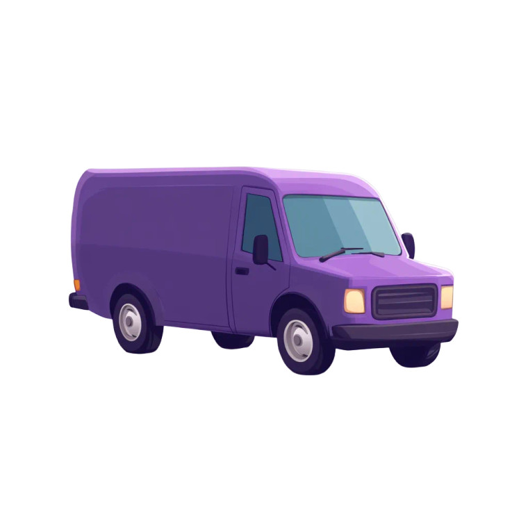 Purple Delivery Van Vinyl Car Decal Sticker – Waterproof & UV-Resistant 8"