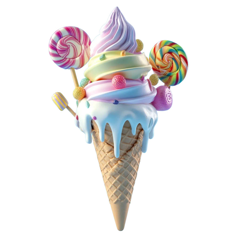 Colorful Ice Cream Cone V4 Vinyl Car Decal Sticker – Waterproof & UV-Resistant 8"