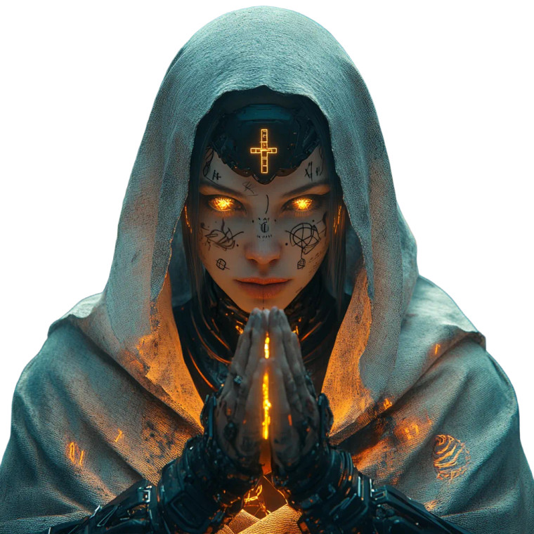 Cyberpunk Warrior Nun Vinyl Car Decal Sticker – Waterproof & UV-Resistant 8"