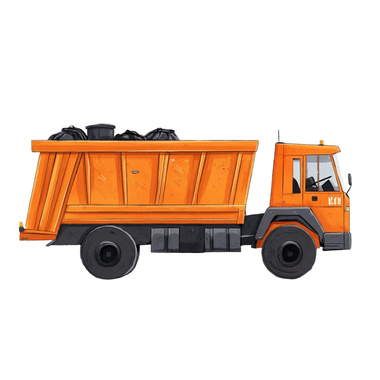 Orange Garbage Truck Vinyl Car Decal Sticker – Waterproof & UV-Resistant 8"