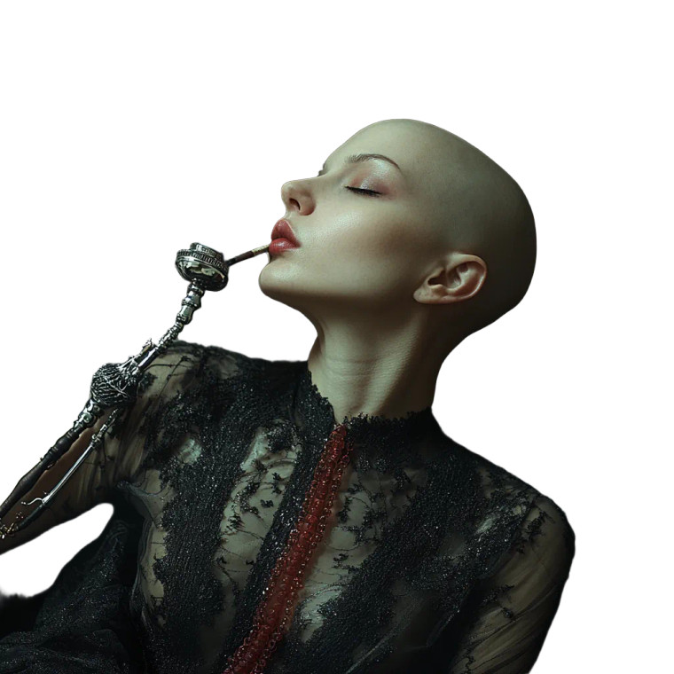 Bald Woman Smoking Hookah Vinyl Car Decal Sticker – Waterproof & UV-Resistant 8"