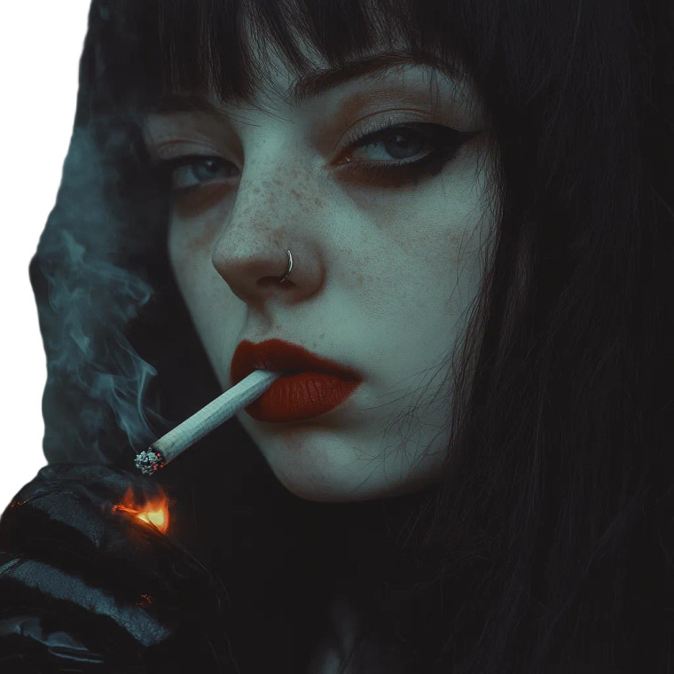 Goth Girl Smoking V3 Vinyl Car Decal Sticker – Waterproof & UV-Resistant 8"