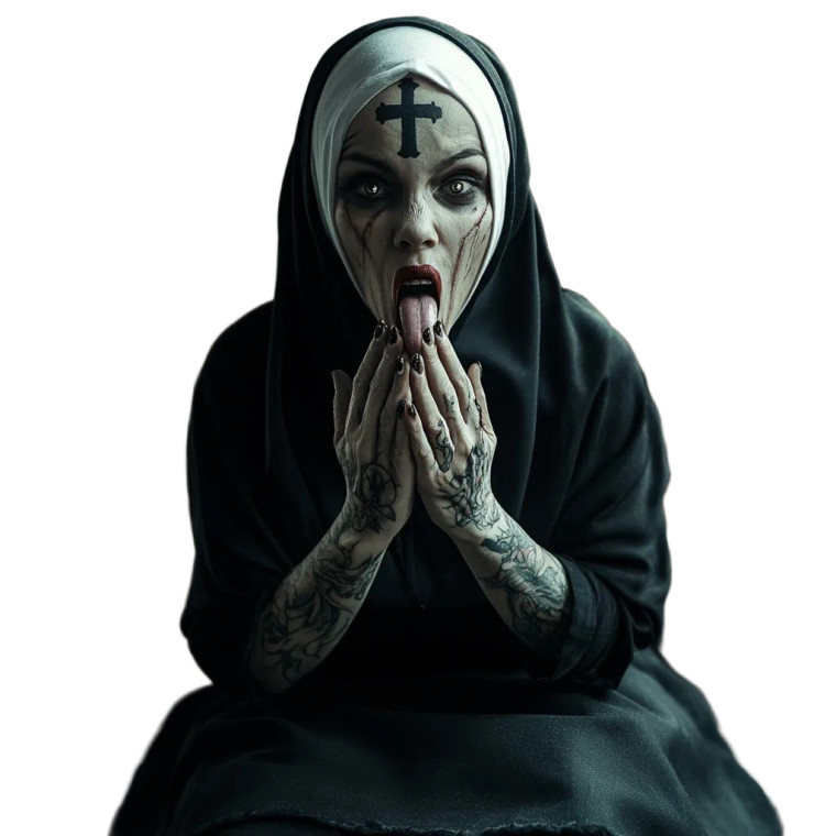 Gothic Horror Nun Vinyl Car Decal Sticker – Waterproof & UV-Resistant 8"