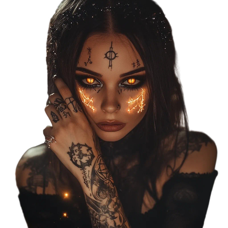 Tattooed Witch Vinyl Car Decal Sticker – Waterproof & UV-Resistant 8"