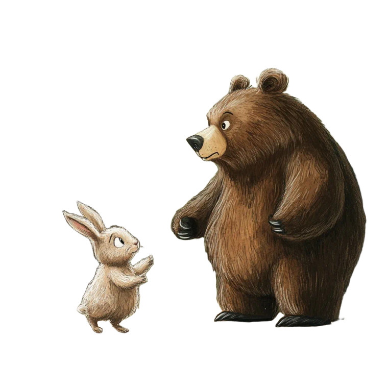 Rabbit Greets Bear Vinyl Car Decal Sticker – Waterproof & UV-Resistant 8"