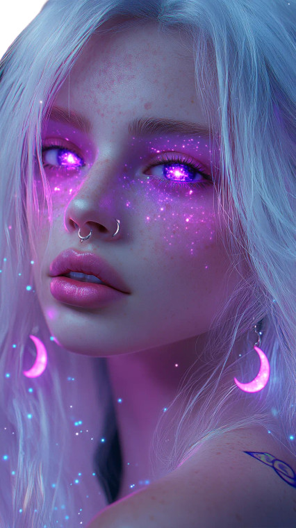 Cosmic Moon Maiden Vinyl Car Decal Sticker – Waterproof & UV-Resistant 8"