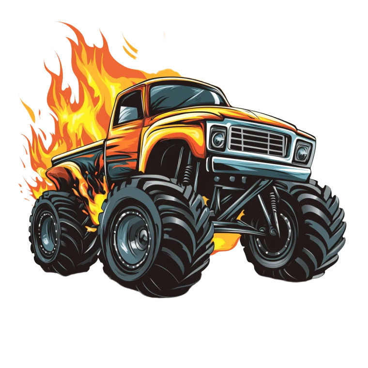 Monster Truck Illustration Vinyl Car Decal Sticker – Waterproof & UV-Resistant 8"