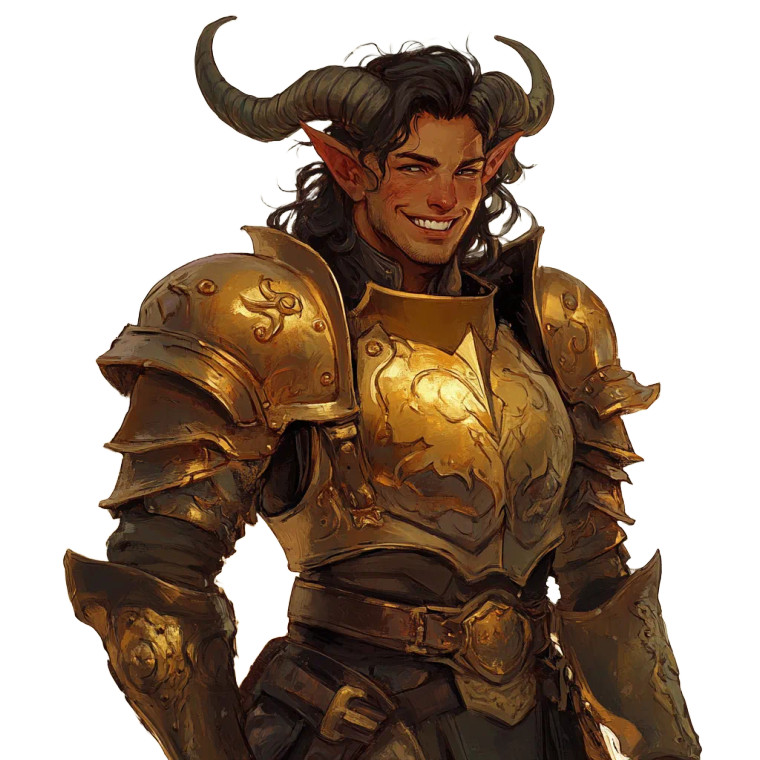 Armored Tiefling Paladin Vinyl Car Decal Sticker – Waterproof & UV-Resistant 8"