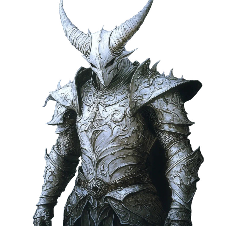 Silver Knight Tiefling Vinyl Car Decal Sticker – Waterproof & UV-Resistant 8"