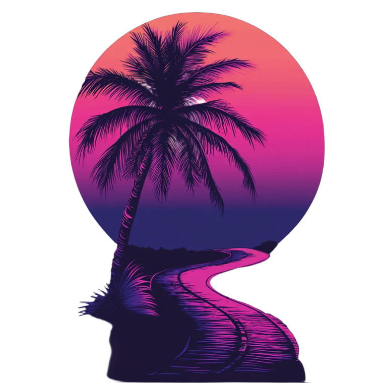 Neon Palm Silhouette Vinyl Car Decal Sticker – Waterproof & UV-Resistant 8"