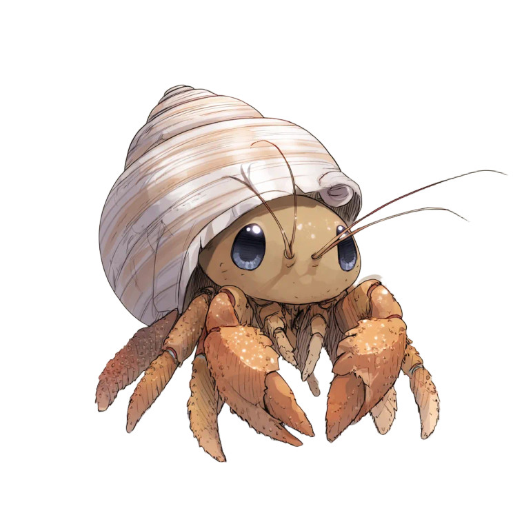 Cute Anime Hermit Crab V2 Vinyl Car Decal Sticker – Waterproof & UV-Resistant 8"
