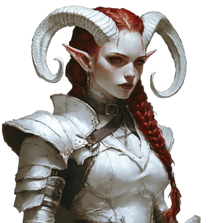 White Tiefling Warrior Vinyl Car Decal Sticker – Waterproof & UV-Resistant 8"