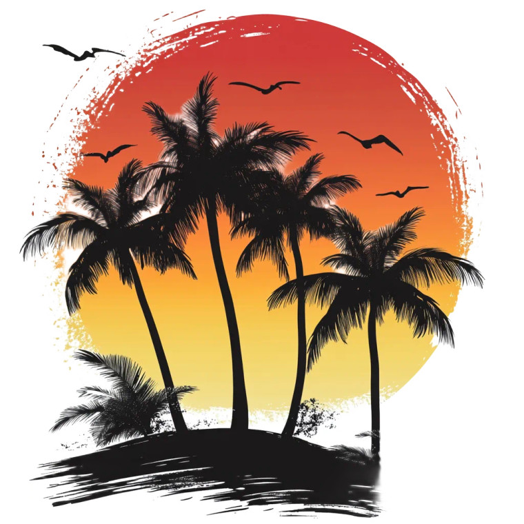 Palm Trees Sunset Vinyl Car Decal Sticker – Waterproof & UV-Resistant 8"