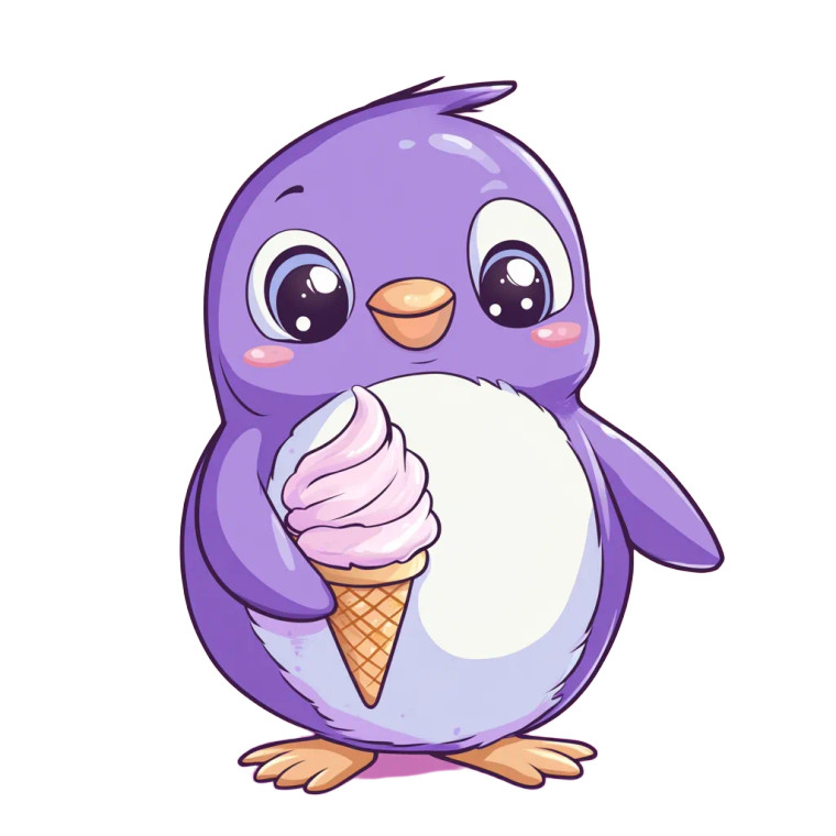 Purple Penguin Ice Cream Vinyl Car Decal Sticker – Waterproof & UV-Resistant 8"
