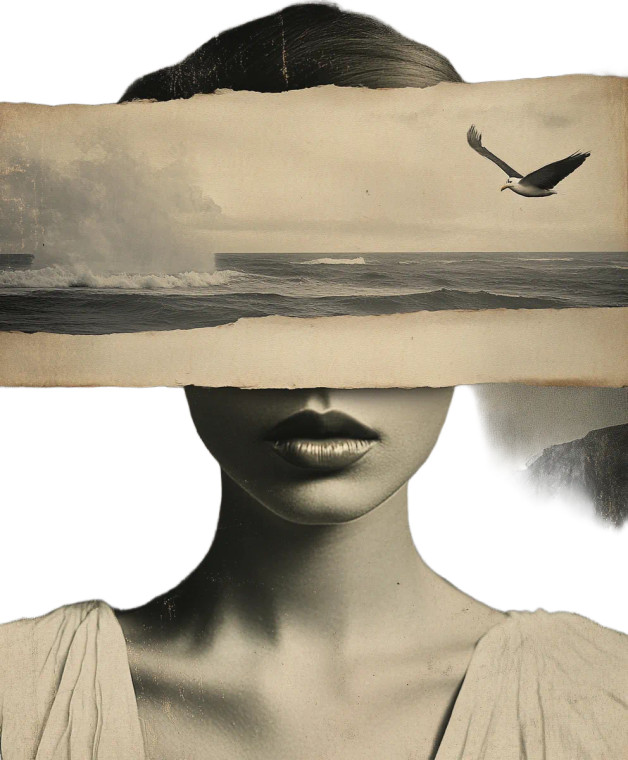 Surrealist Vintage Portrait Vinyl Car Decal Sticker – Waterproof & UV-Resistant 8"