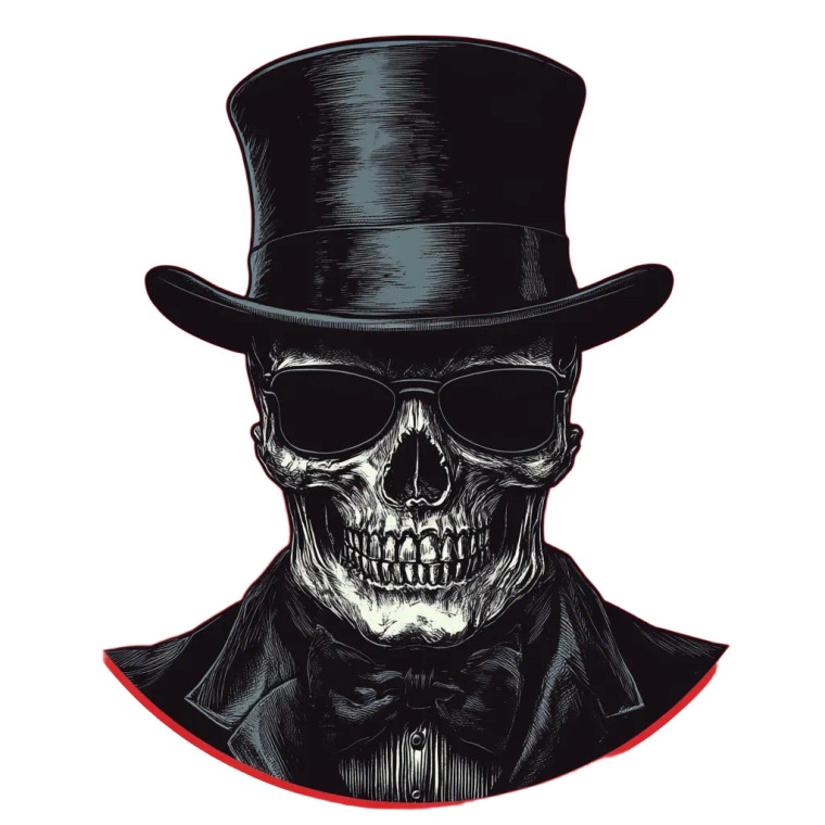 Skull Top-Hat Logo Vinyl Car Decal Sticker – Waterproof & UV-Resistant 8"
