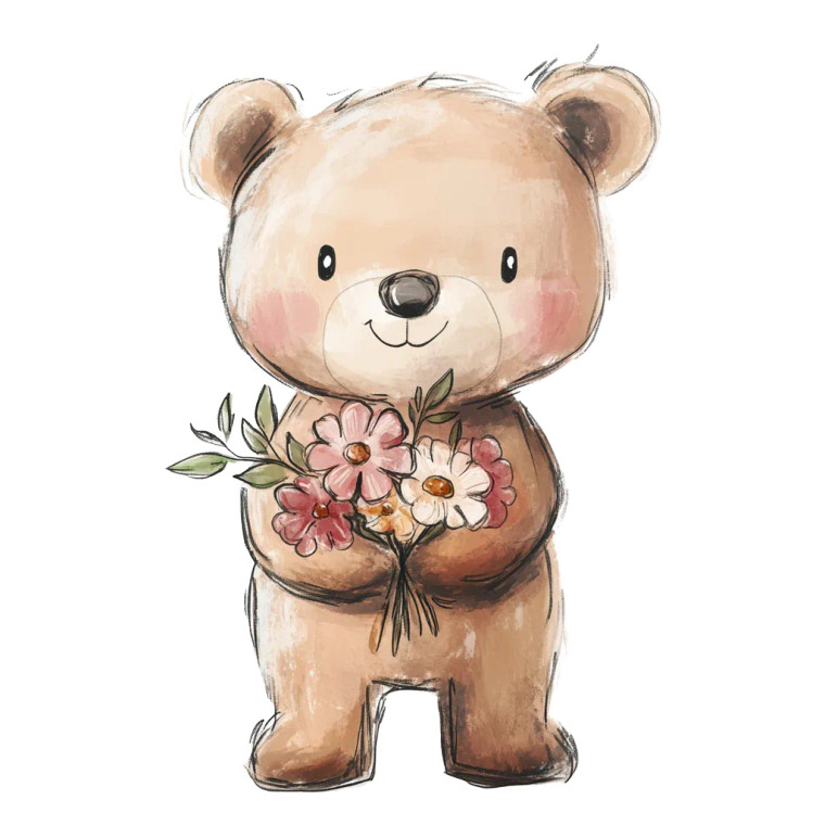 Cute Bear Sketch Vinyl Car Decal Sticker – Waterproof & UV-Resistant 8"