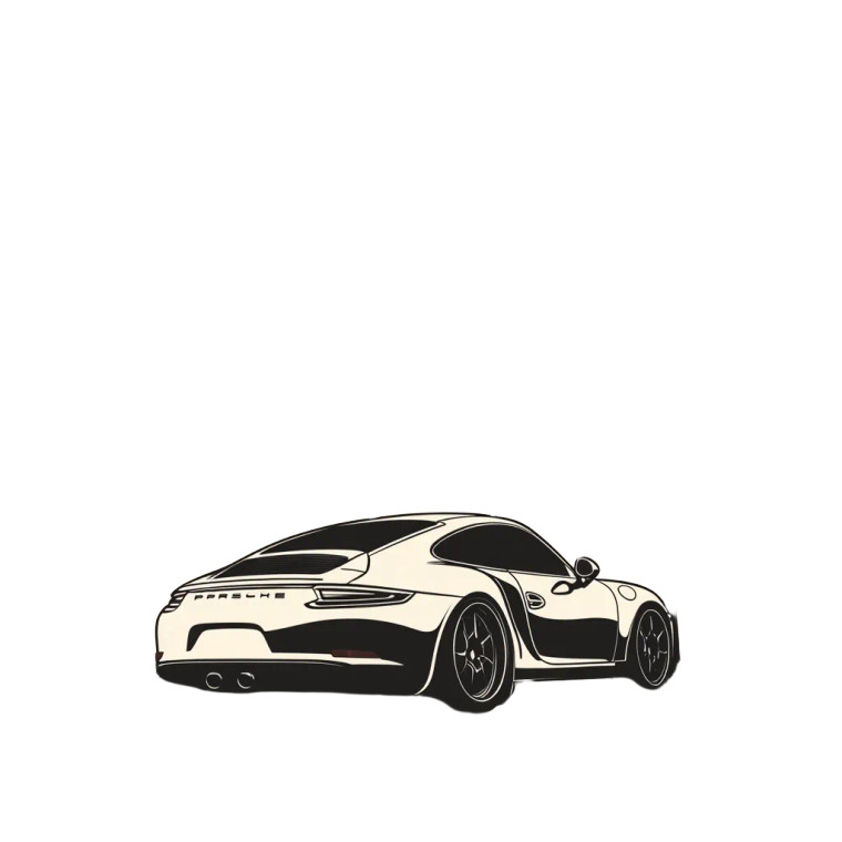 Porsche Silhouette Vinyl Car Decal Sticker – Waterproof & UV-Resistant 8"