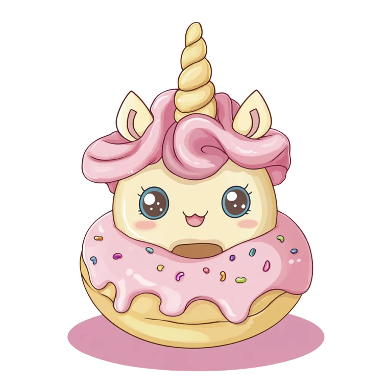 Cartoon Donut Unicorn Vinyl Car Decal Sticker – Waterproof & UV-Resistant 8"