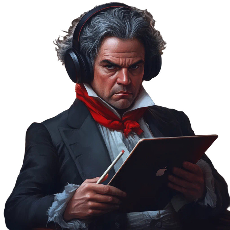 Beethoven With Headphones Vinyl Car Decal Sticker – Waterproof & UV-Resistant 8"