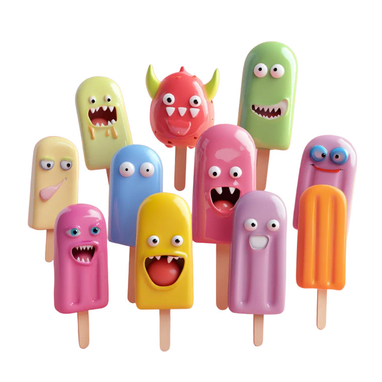 Whimsical Monster Popsicles Vinyl Car Decal Sticker – Waterproof & UV-Resistant 8"