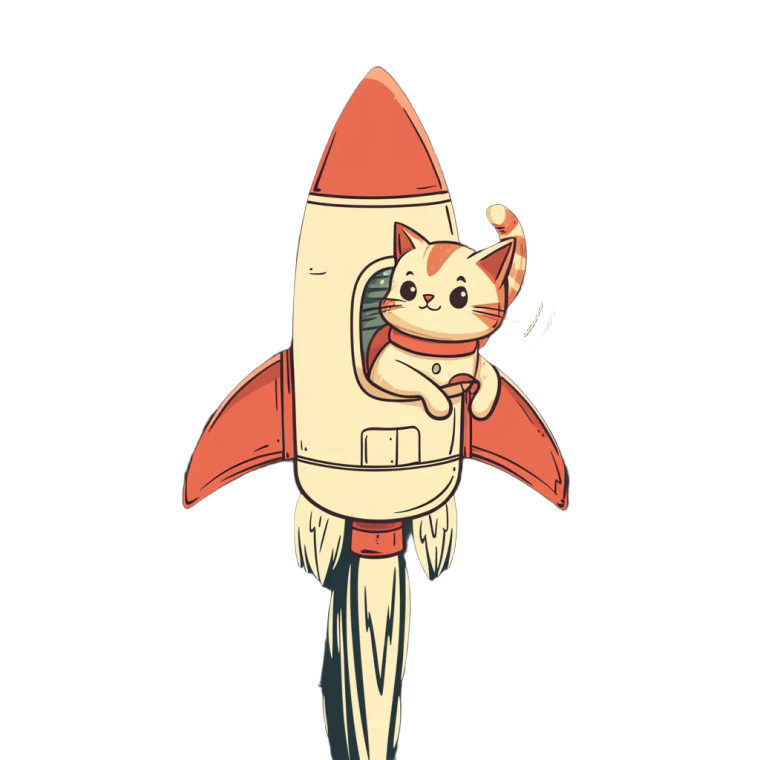 Space Cat Rocket Vinyl Car Decal Sticker – Waterproof & UV-Resistant 8"