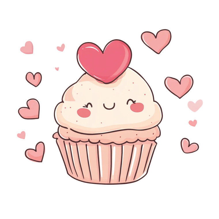 Kawaii Valentine Cupcake Vinyl Car Decal Sticker – Waterproof & UV-Resistant 8"