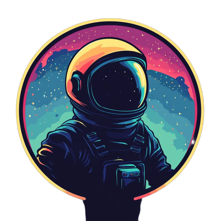 Space Helmet Circle Vinyl Car Decal Sticker – Waterproof & UV-Resistant 8"