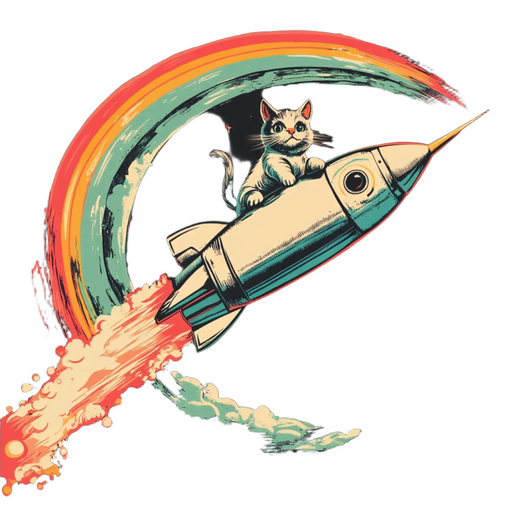 Cat On Rocket Vinyl Car Decal Sticker – Waterproof & UV-Resistant 8"