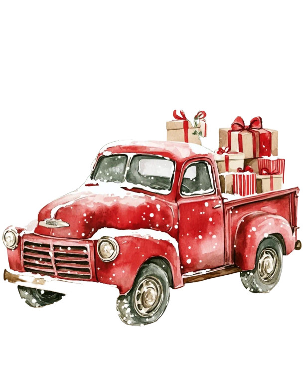 Christmas Red Truck V4 Vinyl Car Decal Sticker – Waterproof & UV-Resistant 8"