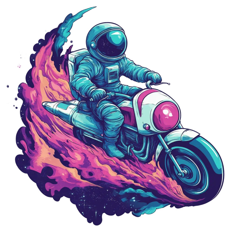 Astronaut Rocket Motorcycle Vinyl Car Decal Sticker – Waterproof & UV-Resistant 8"