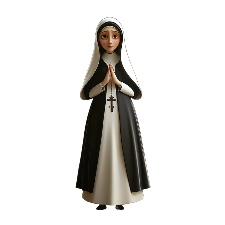 Elegant Nun Illustration Vinyl Car Decal Sticker – Waterproof & UV-Resistant 8"