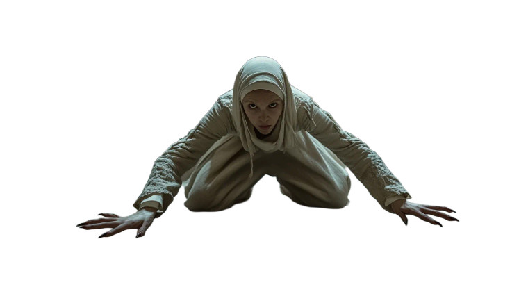 Medieval Nun Crawling Vinyl Car Decal Sticker – Waterproof & UV-Resistant 8"