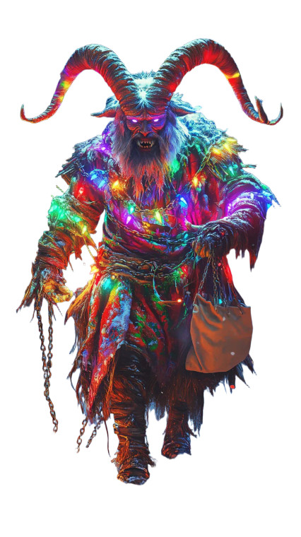 Neon Krampus Night Vinyl Car Decal Sticker – Waterproof & UV-Resistant 8"