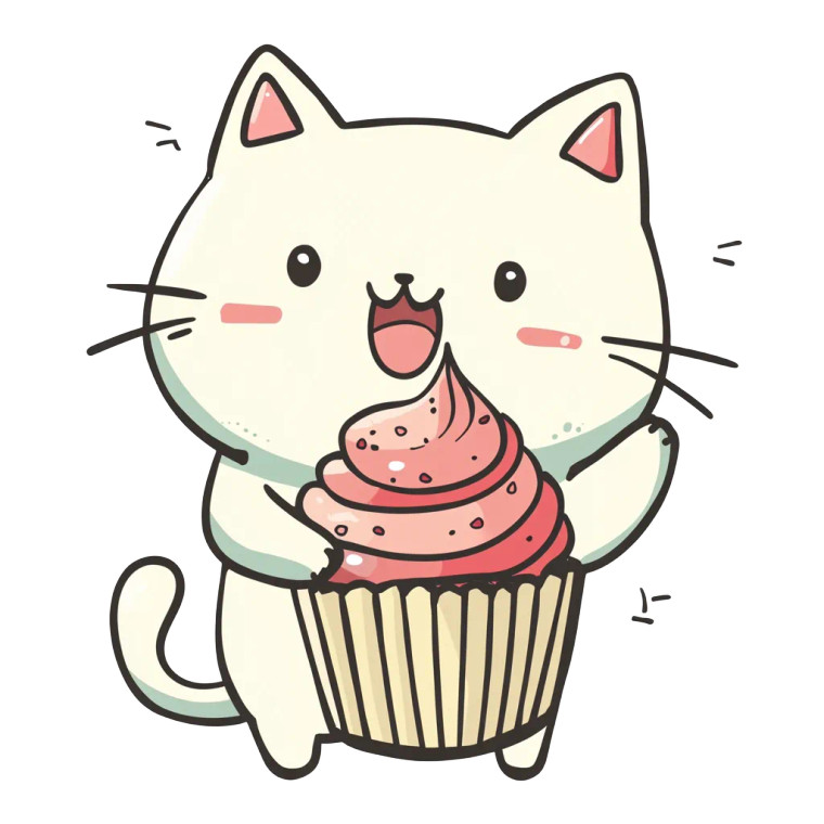 Cute Cat Cupcake Vinyl Car Decal Sticker – Waterproof & UV-Resistant 8"