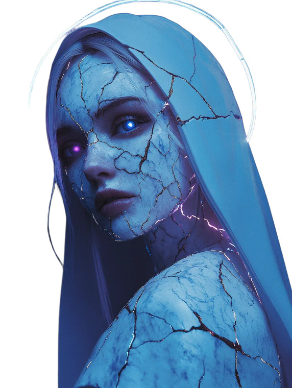 Futuristic Kintsugi Nun Vinyl Car Decal Sticker – Waterproof & UV-Resistant 8"