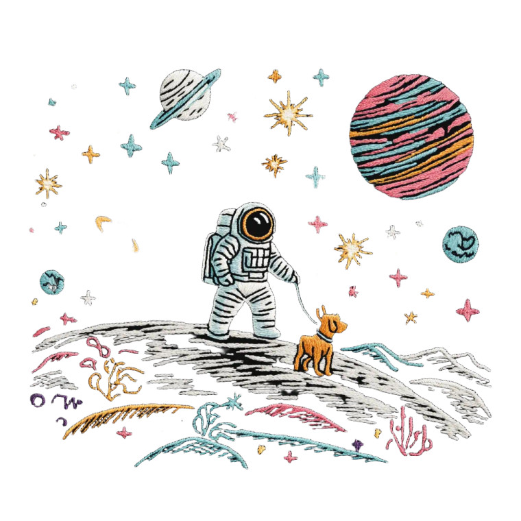 Astronaut Walking Dog Vinyl Car Decal Sticker – Waterproof & UV-Resistant 8"