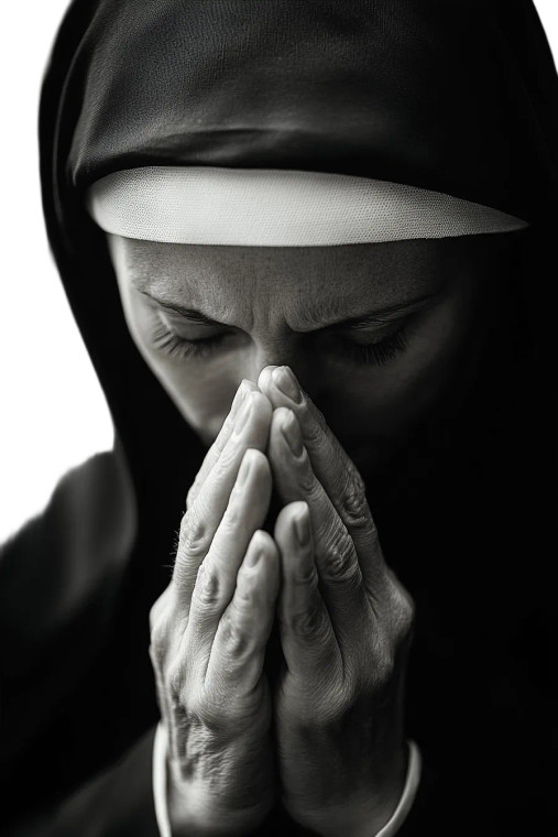 Praying Nun Closeup Vinyl Car Decal Sticker – Waterproof & UV-Resistant 8"