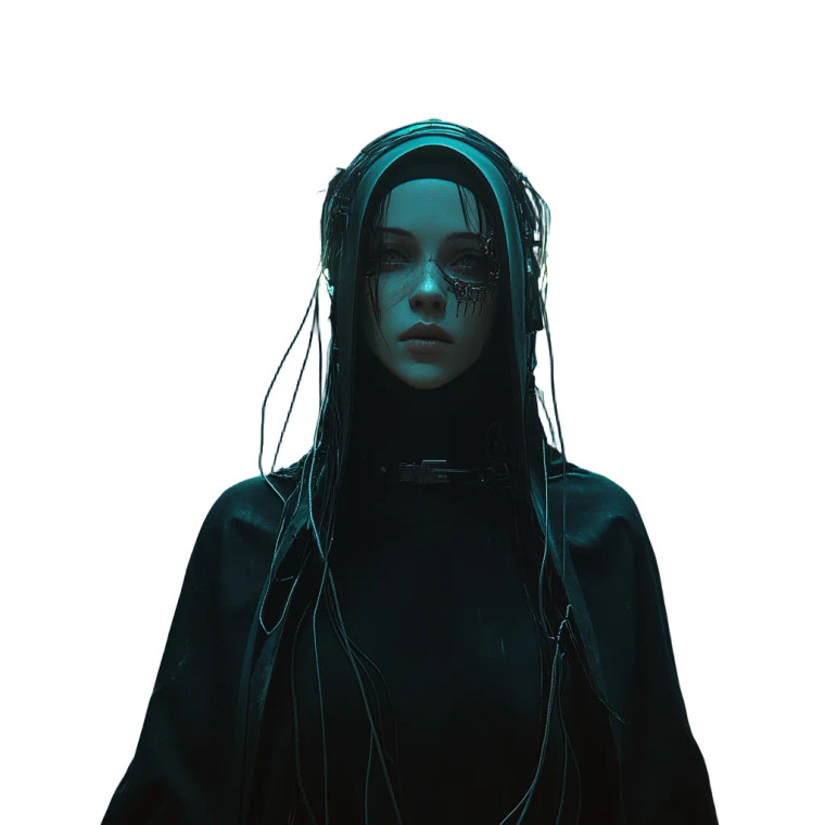 Cyberpunk Gothic Nun V2 Vinyl Car Decal Sticker – Waterproof & UV-Resistant 8"