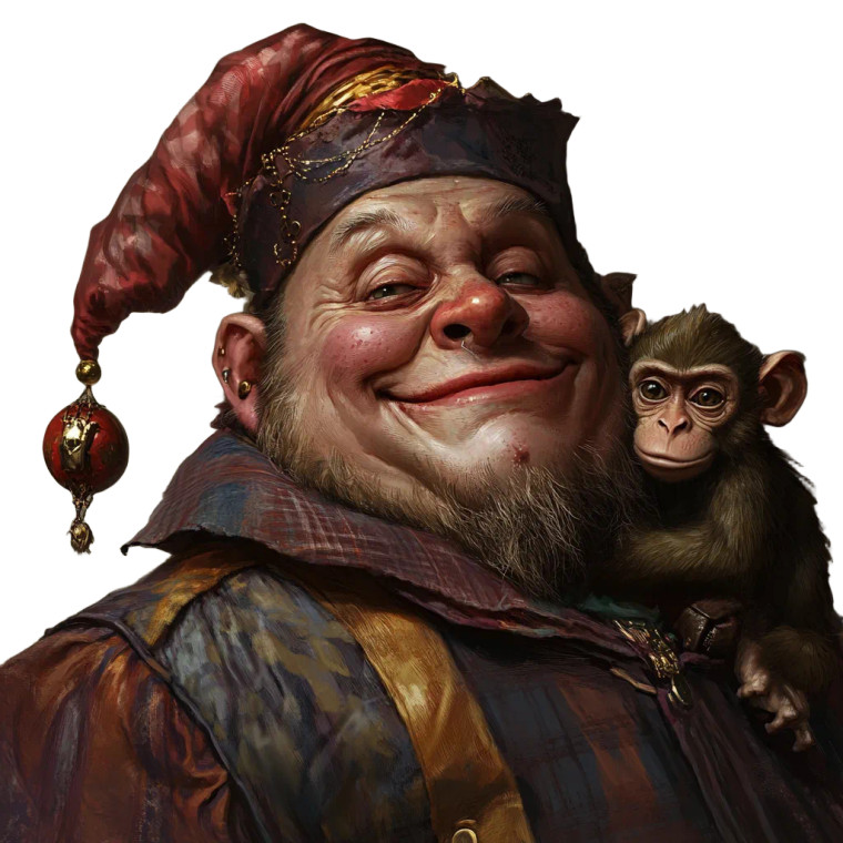 Jester With Monkey Vinyl Car Decal Sticker – Waterproof & UV-Resistant 8"