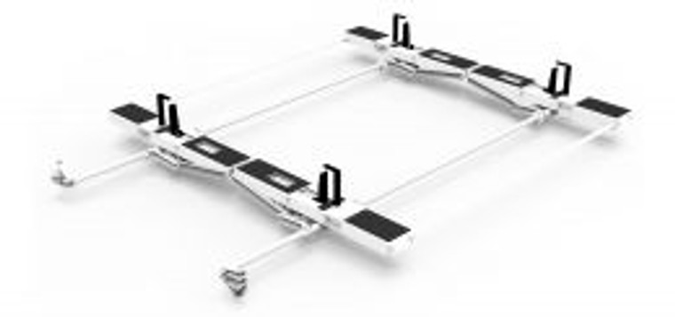 Holman Ladder Rack 4PHADD EZ Drop Down Series; Rain Gutter Mount; Multi-Fit; Passenger And Driver Side; Powder Coated; White; Aluminum
