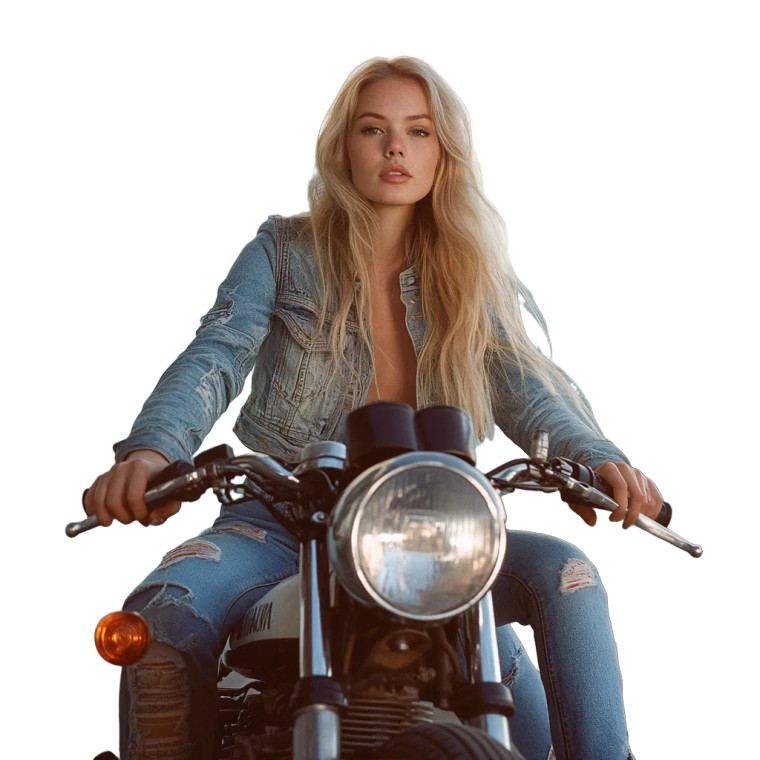 Blonde On Motorcycle Vinyl Car Decal Sticker – Waterproof & UV-Resistant 8"