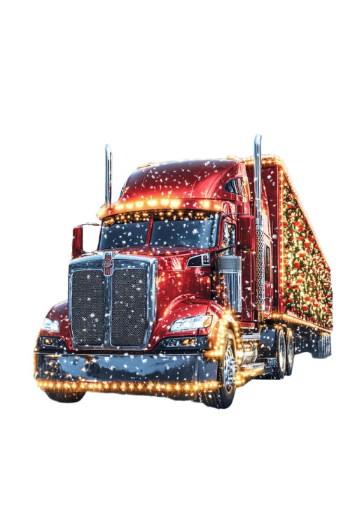 Festive Red Truck V3 Vinyl Car Decal Sticker – Waterproof & UV-Resistant 8"