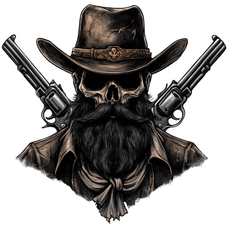 Skeleton Cowboy Head Vinyl Car Decal Sticker – Waterproof & UV-Resistant 8"