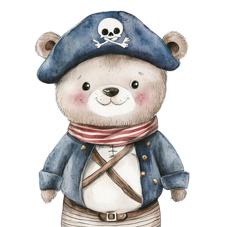 Pirate Bear Illustration Vinyl Car Decal Sticker – Waterproof & UV-Resistant 8"