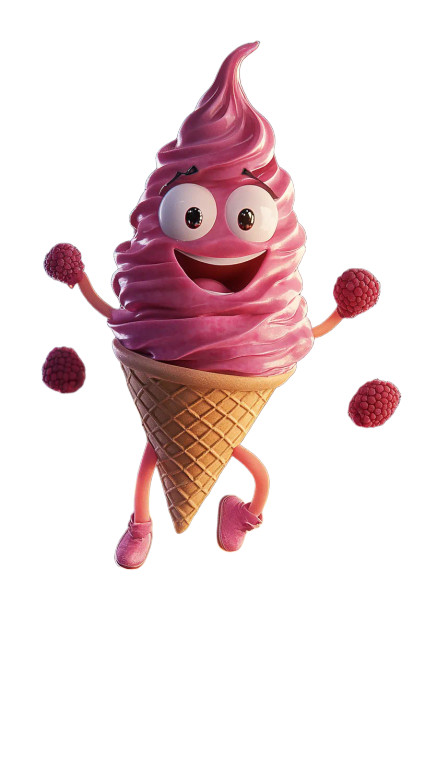 Cheerful Ice Cream Mascot V2 Vinyl Car Decal Sticker – Waterproof & UV-Resistant 8"